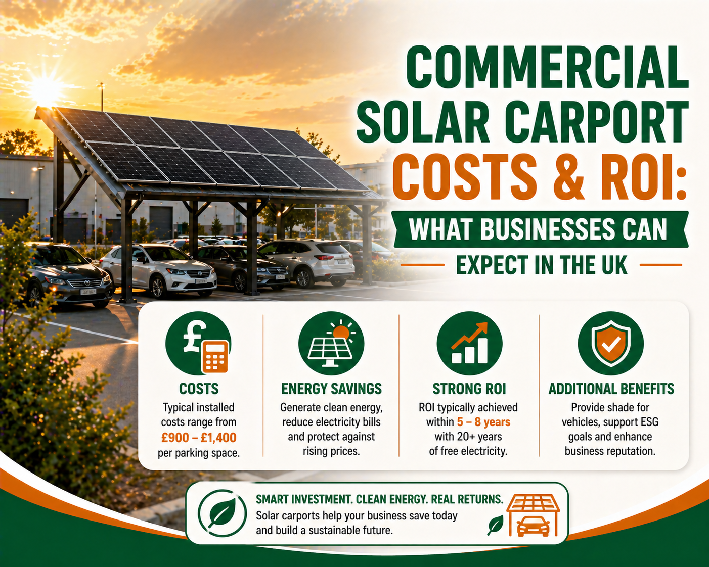 Commercial solar carport costs ROI what businesses can expect in the UK