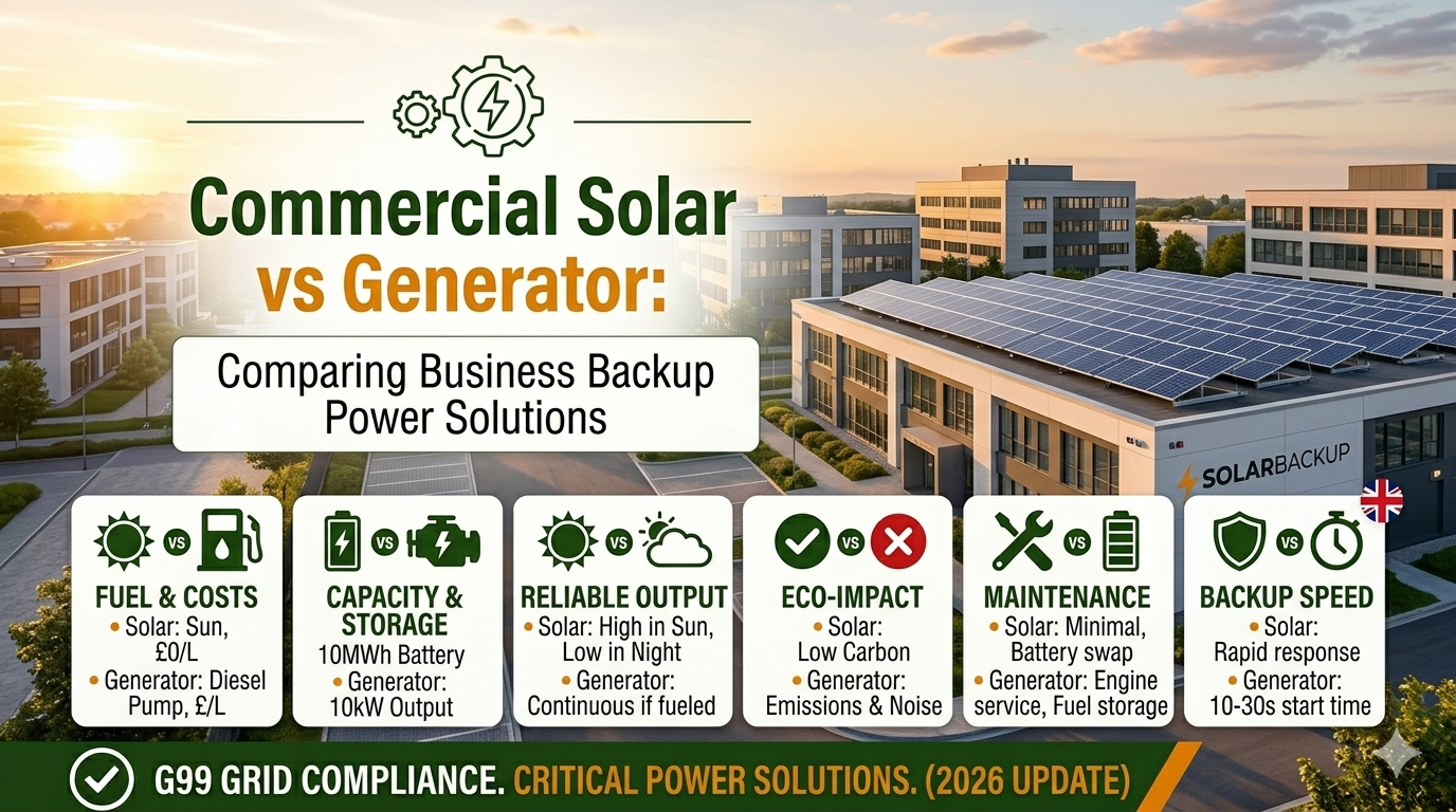 Commercial Solar vs Generator Which Is Better for Business Backup Power