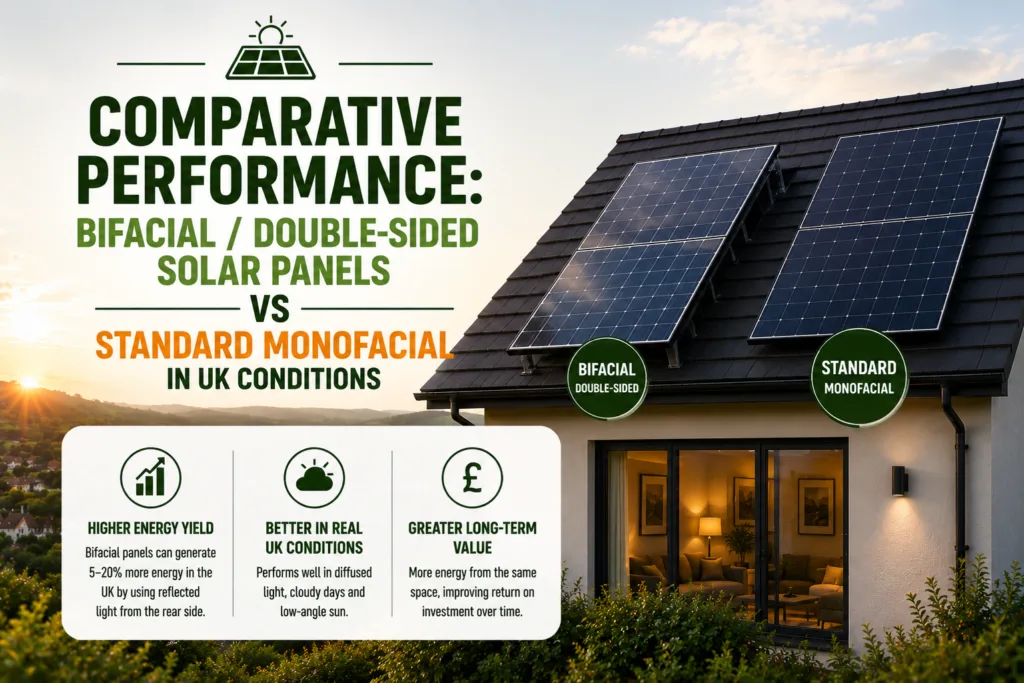 Comparative Performance: Bifacial / Double-sided Solar Panels vs Standard Monofacial in UK Conditions