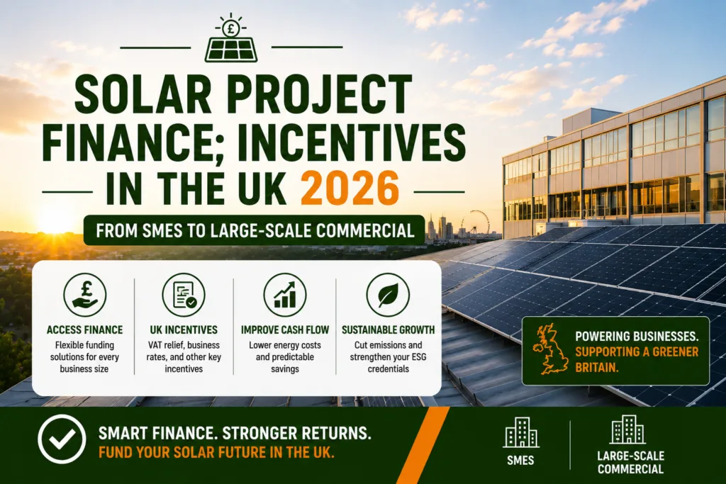 Solar Project Finance; Incentives in the UK 2026: From SMEs to Large-Scale Commercial