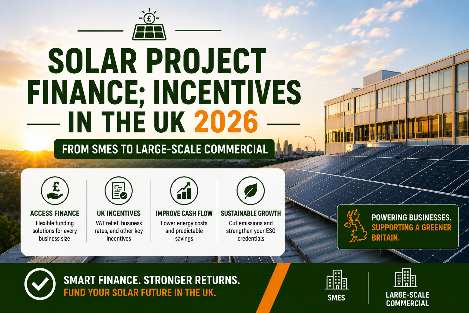 Solar Project Finance; Incentives in the UK 2026: From SMEs to Large-Scale Commercial