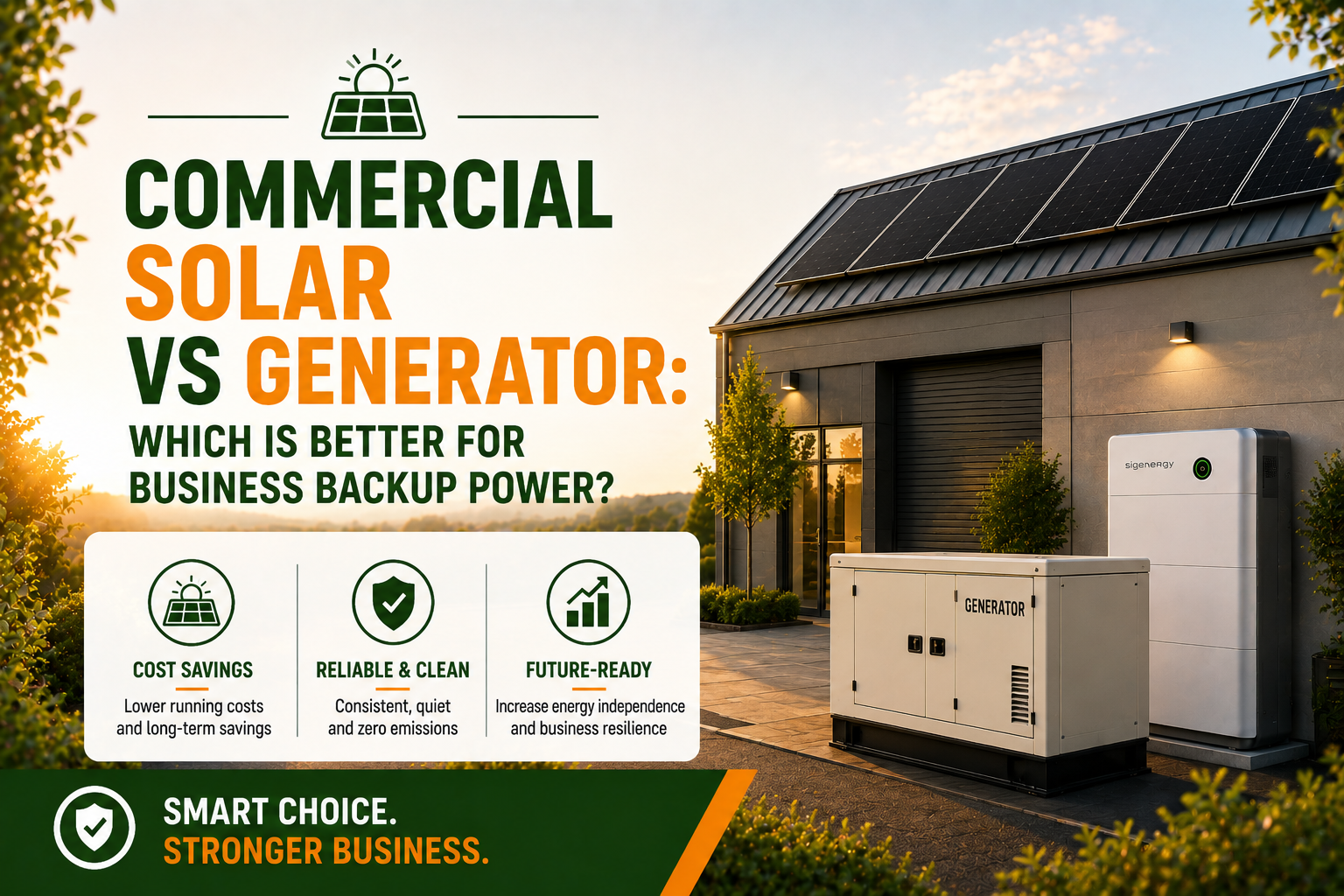 Commercial Solar vs Generator: Which Is Better for Business Backup Power?