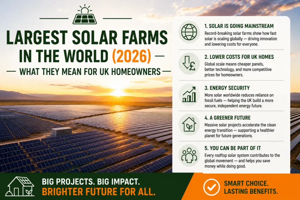 Largest solar farms in the world (2026) — what they mean for UK homeowners