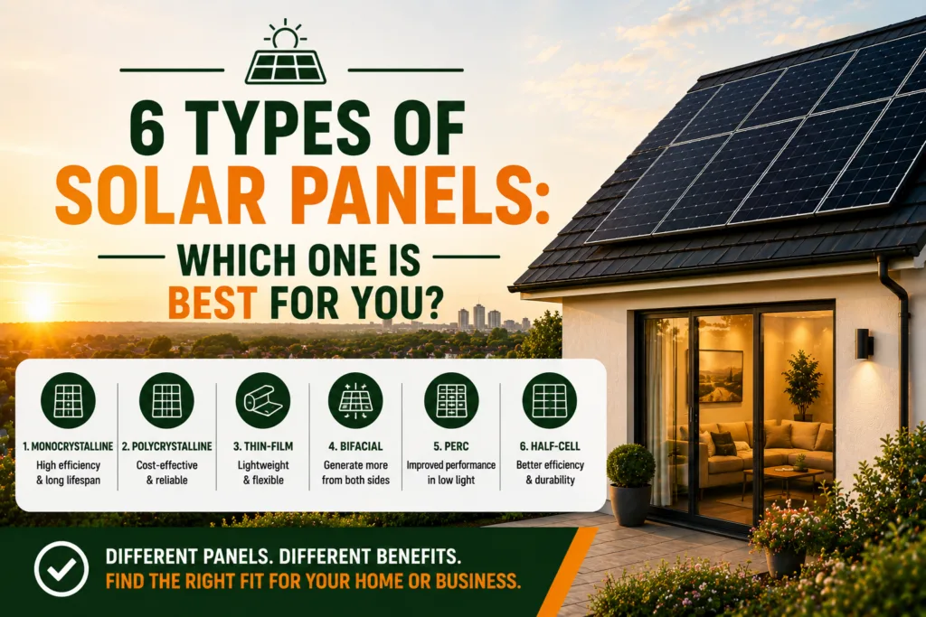 6 Types of Solar Panels: Which One is Best For You?