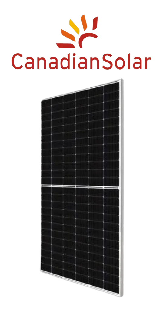 Canadian Solar TOPHiKu6 all-black module A Canadian Solar all-black N-type module shown face on with the Canadian Solar mark above it