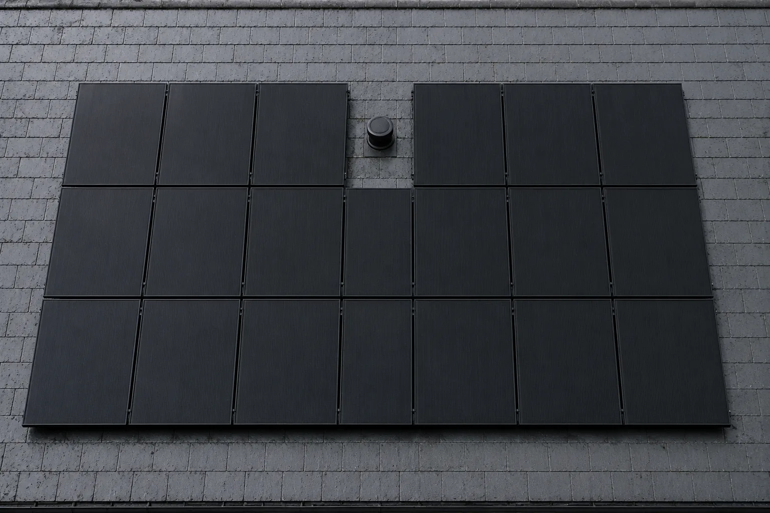 DMEGC installs on real UK roofs An all-black DMEGC module mounted flush against a British brick wall
