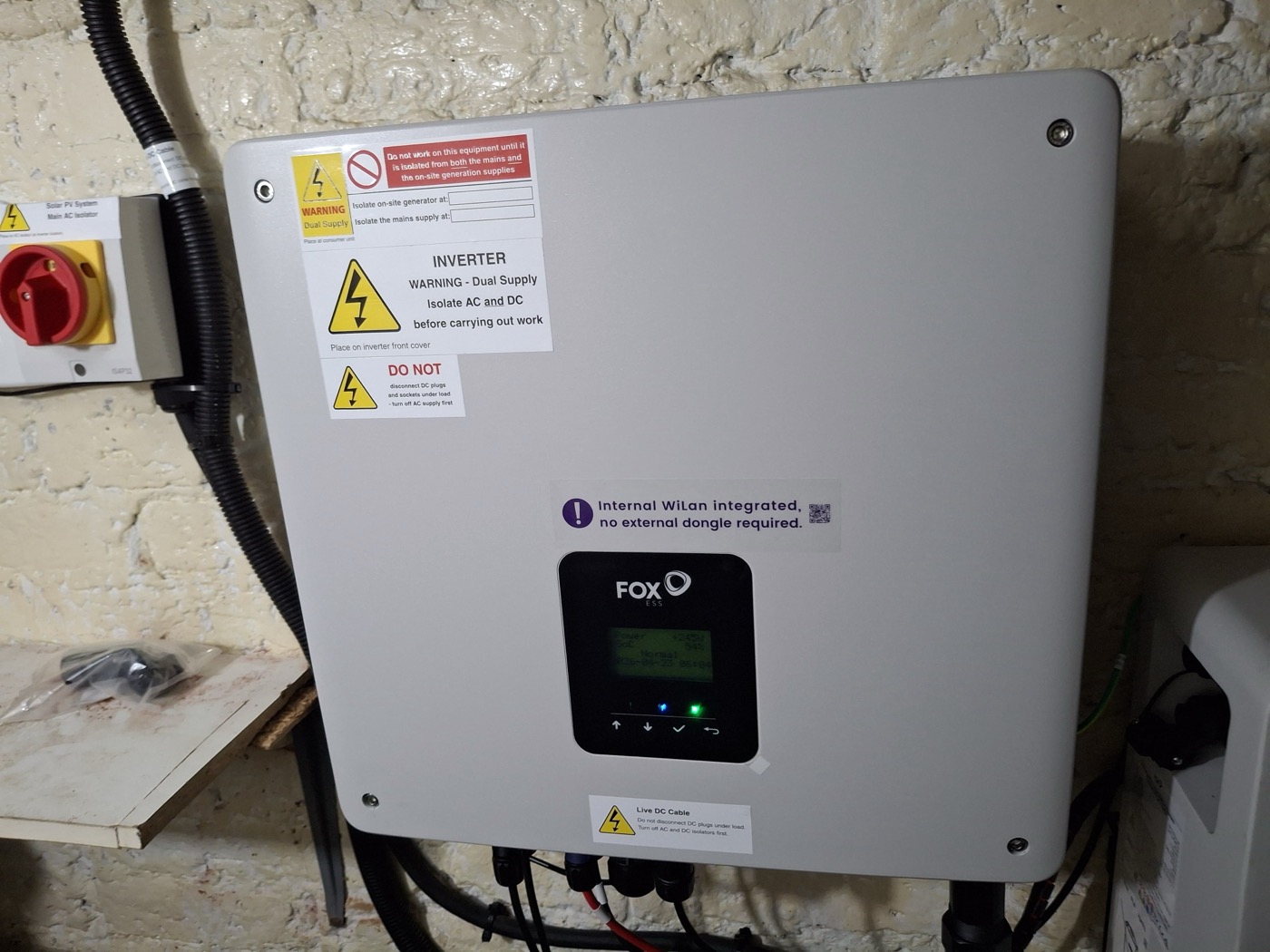 A Fox ESS solar inverter installed in a UK home by Solar4Good