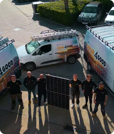 The Solar4Good team with a solar panel